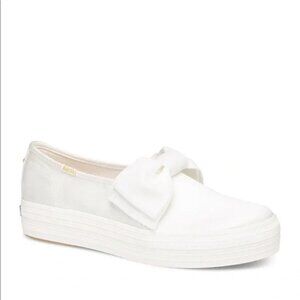 Kate Spade Keds White Slip-On Shoes with Bow